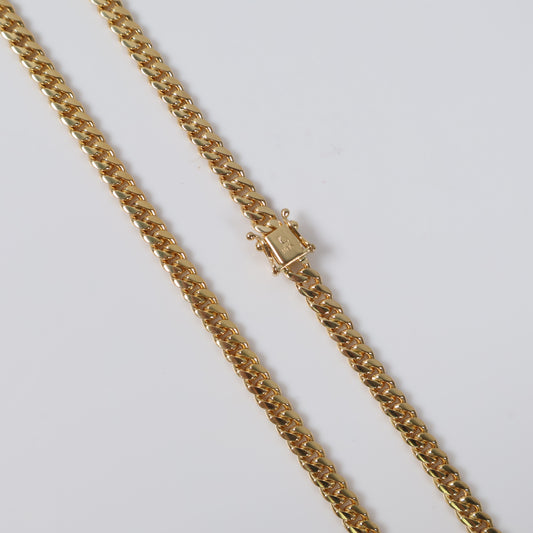 14K YG Micro Cuban Links Chain / 49.4gr / 5mm / 24in /