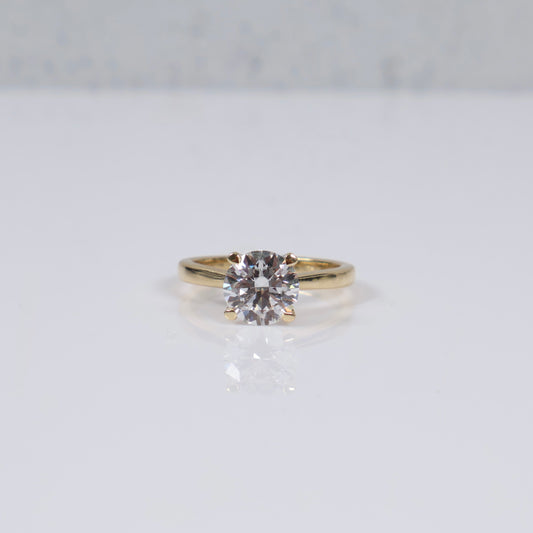 14K YG Lab Diamond Round Brilliant With Certificate Engagement Ring / 4.06gr / Sz 7 / 2 CTTW Lab VS / E-F