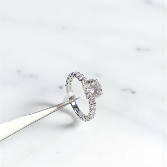 14K WG Lab Diamond Solitaire Round With Certificate Engagement Ring / 3.12gr / Sz 6 1/4 / Lab RD-2.01Ct / Lab D-0.94Ct