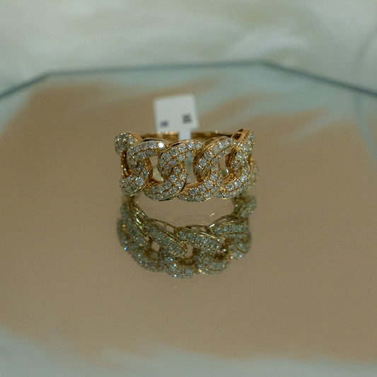14K Yellow Gold Cuban Diamond Ring 1.80Ct / 6gr / Size 10