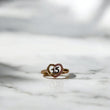 18K Rose - White Gold Heart 15S Ring With Zircons / 2.3gr / Size 8