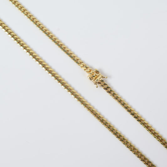 10K YG Micro Cuban Links Chain / 22.8gr / 4mm / 20in /