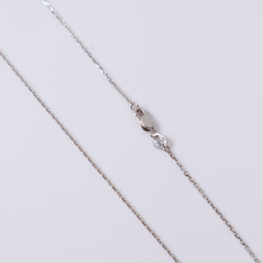 14K White Gold  Heart Jewelry Set With Zircons / 3.4gr / 0.7mm / 16in