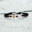 18K YG Virgin Of Guadalupe -Heart - Smooth Balls Bracelet Tejido / 0.4gr / Adjustable /