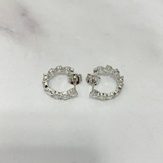 14K White Gold Lab Diamond Luxury Stud Earrings 1.80Ct Lab Dia Vs / 2.8gr