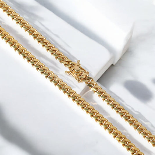 10K YG Micro Cuban Links Chain / 62.37gr / 6.3mm / 22in /