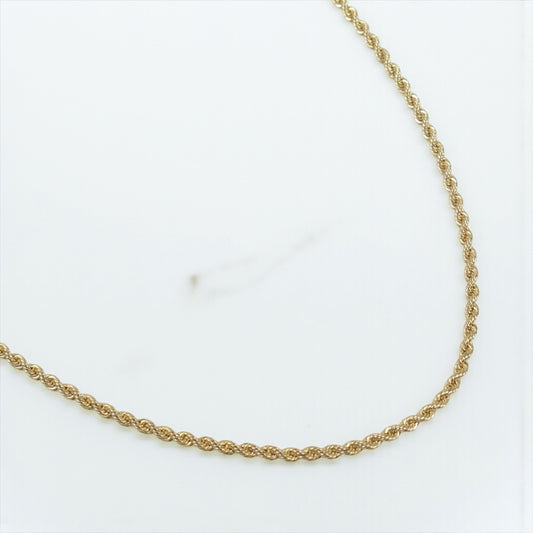 10K YG Rope Hollow Chain / 3.3gr / 2mm / 24in /