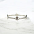 Silver Bangle Flowers Bracelet / 24.25gr /  / White Zircons