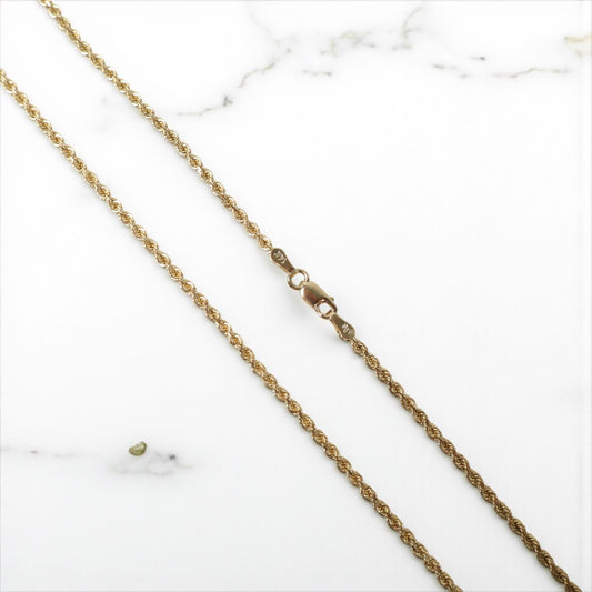 14K YG Rope Chain / 5.84gr / 2.1mm / 16in /