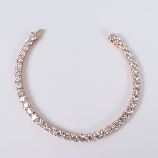 14K RG Lab Diamond Tennis Bracelet / 9.2gr / 4.3mm / 7in / 13.16Ct Lab Dia