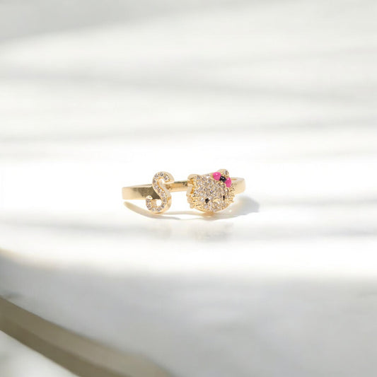 10K YG  Diamond HK - Letter S Rings / 2.13gr / Sz 7 / 0.12Wt Dia