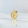 18K YG Letter F Mate  Bordered Circle Pendant / 0.55gr / 0.6in /