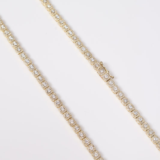 10K YG Diamond Luxury Square Chain / 24.24gr / 4.4mm / 20in / D-5Ct