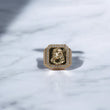 14K YG Jesus Face Rings / 8.5gr / Sz 10 / White Zircons