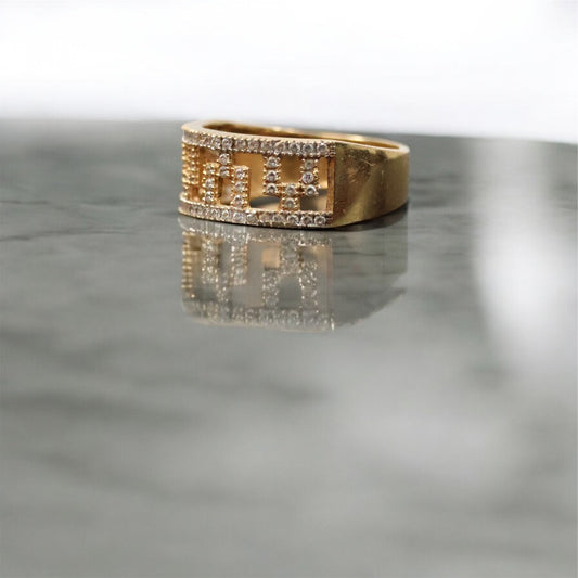 18K YG Fashion Ring / 3.40Gr / Sz 6 3/4