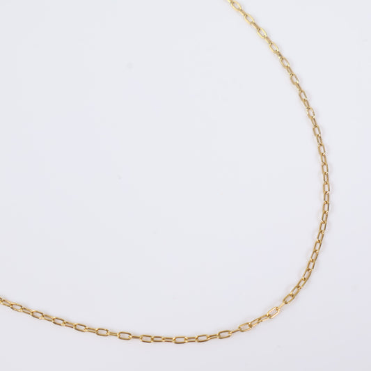 18K YG Paper Clip Chain /  / 1.5mm / 18in /