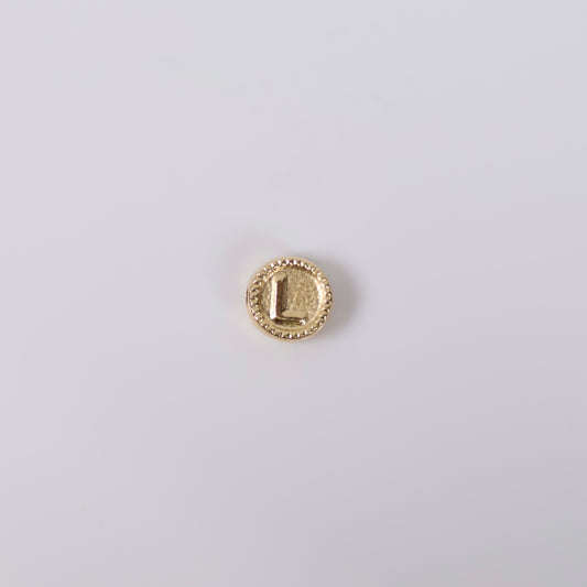 18K YG Letter L Mate Bordered Circle Ironwork / 0.37gr / 8mm /