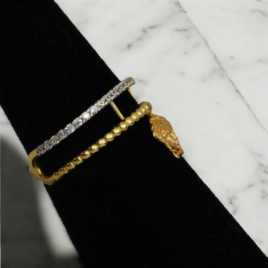 14K Yellow Gold Luxury Ring With Zirconia / 2.6gr / Size 7