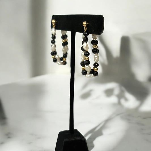 14K Yellow Gold Pearl Stud Earrings / 5.2gr
