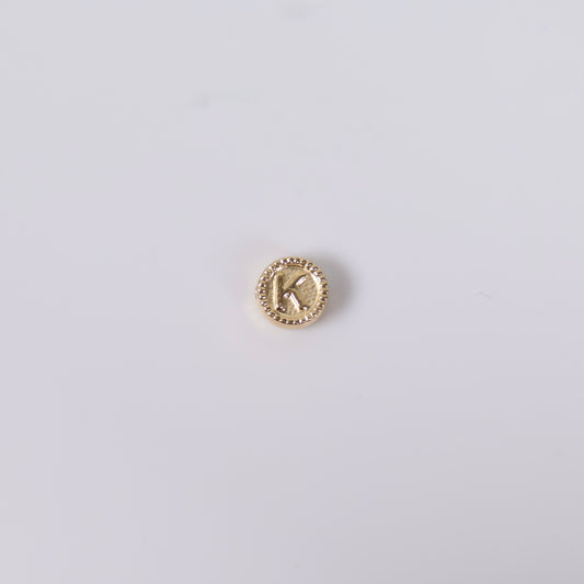 18K YG Letter K Mate Bordered Circle Ironwork / 0.37gr / 8mm /
