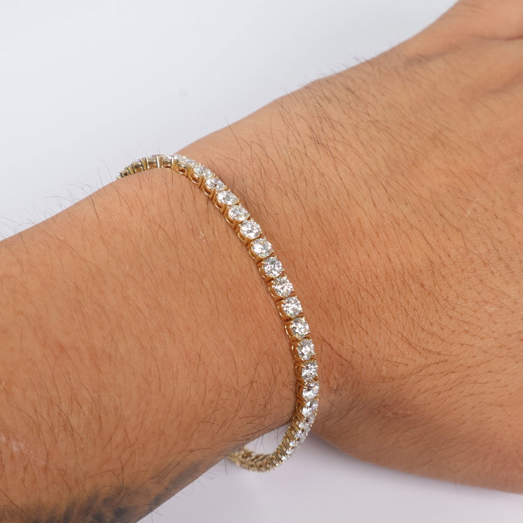 14K YG Lab Diamond Tennis Bracelet / 12.5gr / 4.5mm / 7in / 15.23Ct Lab / VS / F