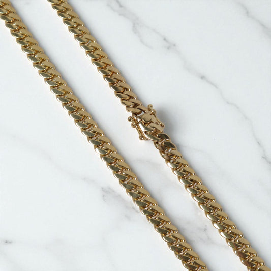 10K YG Cuban Links Chain / 92.3gr / 7.6mm / 24in /