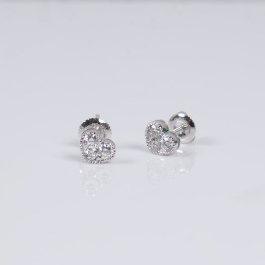 14K WG Lab Diamond Heart Stud Earrings / 1.31gr / 7mm / 0.50 CTTW Lab VS / E-F