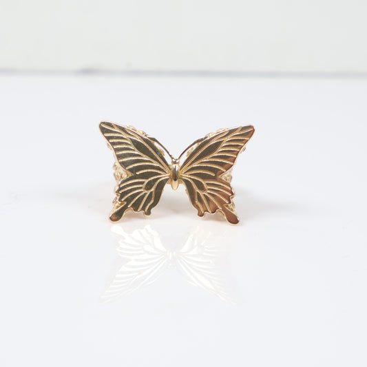 14K YG Big Butterfly Rings / 5.25gr / Sz 8 /