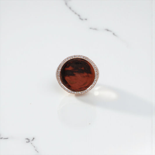 10K RG Diamond Circle Memorial Rings / 13.35gr / Sz 9 3/4 / D-2.25Ct