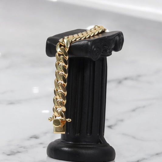 10K YG Micro Cuban Links Bracelet / 54.9gr / 10mm / 8.5in /