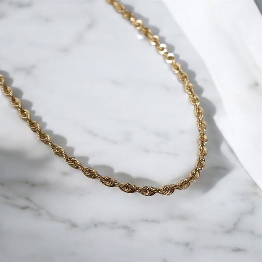 14K YG Rope Chain / 6.45gr / 3.8mm / 18in