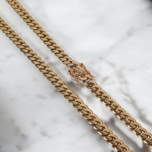 14K YG Cuban Links Chain / 119.35gr / 8mm / 24in /