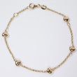 14K YG Little Hearts Bracelet / 2.5gr / 1.8mm / 7.5in /