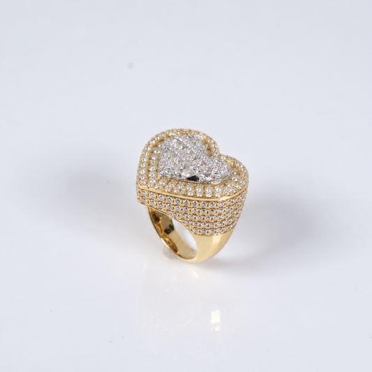 10K YG Diamond Double Heart Ring / 10.3gr / Sz 7 / 4.75Ct / VS2-SI / G-H