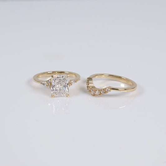 14K YG Lab Duo Diamond Cut Cornered Brilliant Engagement Ring / 5.96gr / Sz 6 3/4 / 2.51Ct Lab Dia / E / VS1