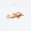 14K YG Turtle Pendant / 5.6gr / 1.3in / White Zircons
