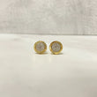 10K Yellow Gold Diamond Border Cut Fashion Stud Earrings 0.07Ct Dia / 2gr / 8mm