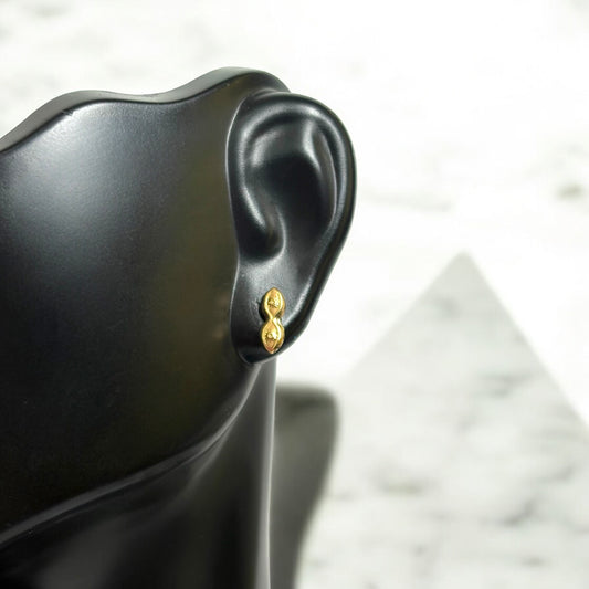 18K Yellow Gold Eyes Sun Stud Earrings / 0.5gr