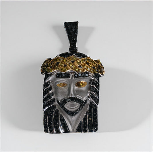 Jesus Face Pendant 10K White-Yellow Gold Diamond / 10.1gr