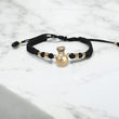 18K YG Money Bag-Diamond Cut Balls-Smooth Balls Bracelet Tejido / 1.4gr / Adjustable /