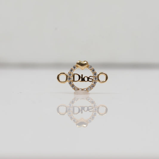 18K YG Dios - Little Heart Ironwork / 0.45gr / 0.3in / White Zircons