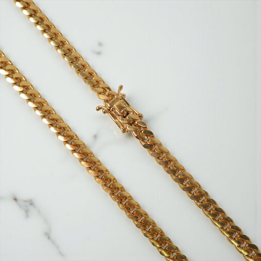 Yellow Gold Over Silver 999 Micro Cuban Links Chain / 39.8gr / 5mm / 24in /