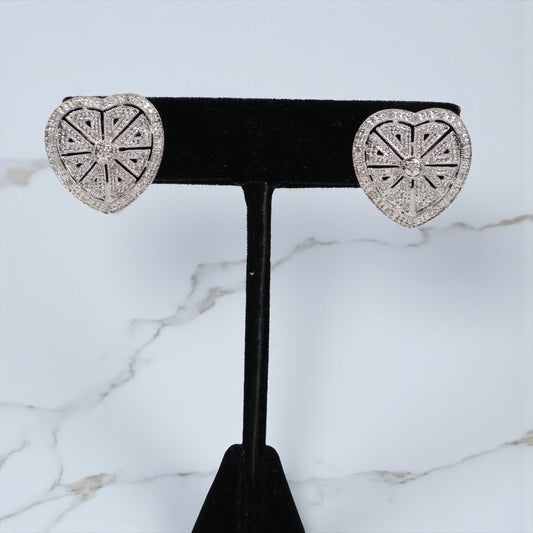 14K WG Diamond Heart Stud Earrings / 6.06gr /  / D-0.33Ct