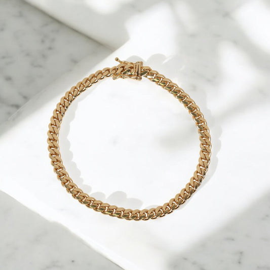 10K YG Micro Cuban Links Bracelet / 19.7gr / 6.2mm / 7 1/4in /