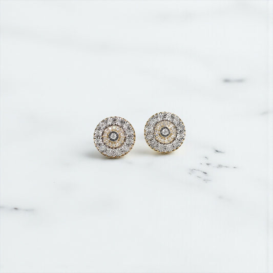 10K YG Diamond Luxury Stud Earrings / 2.57gr / 10mm / D 0.33Ct