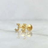 18K Yellow Gold Letter J Stud Earrings With Zircons / 0.6gr / 6mm