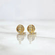 18K Yellow Gold Letter L Stud Earrings With Zircons / 0.6gr / 6mm