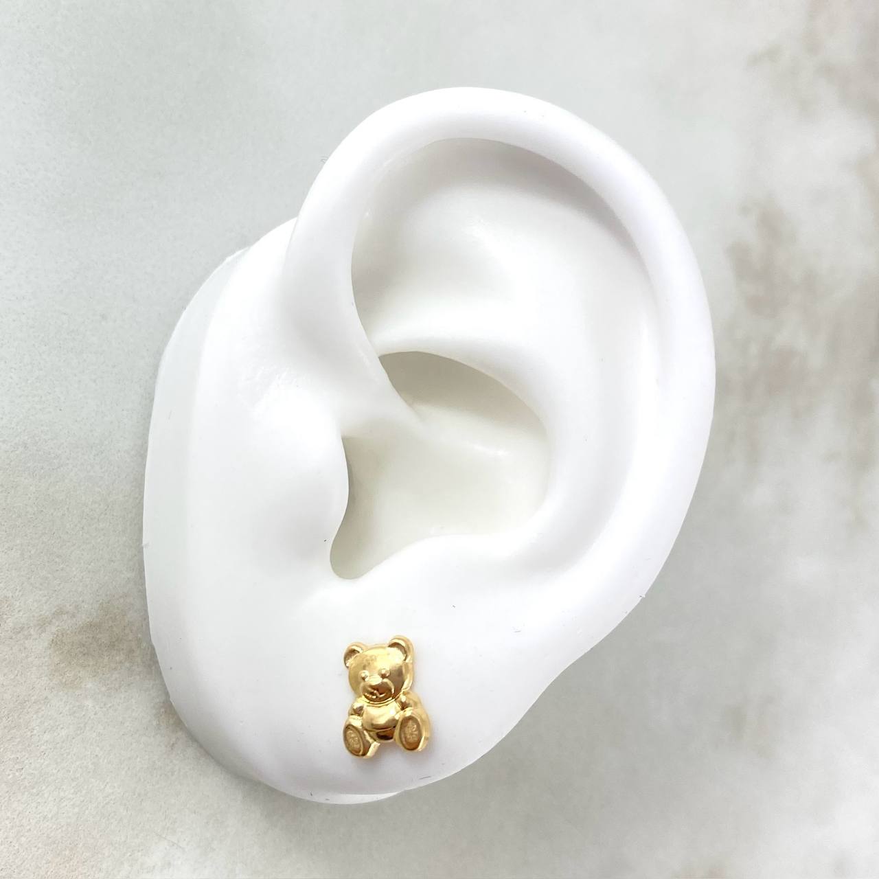 Teddy Bear Stud Earrings 0,85gr, 18K Solid Gold