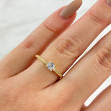 18K Yellow Gold Royal Double Crown Ring With Zircons / 4.5gr / Size 7