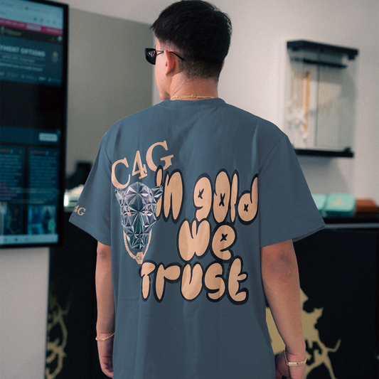 In Gold We Trust Blue Grey T-Shirt
